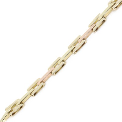 14 K yellow gold hand chain with pink gold details, 2292.