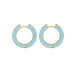 Κρίκοι από την excite fashion jewellery, με γαλάζιο σμάλτο, από ανοξείδωτο (δεν μαυρίζει) επιχρυσωμένο ατσάλι, E-YH1073A-BLUE-G-85, 2865.