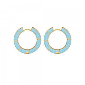 Κρίκοι από την excite fashion jewellery, με γαλάζιο σμάλτο, από ανοξείδωτο (δεν μαυρίζει) επιχρυσωμένο ατσάλι, E-YH1073A-BLUE-G-85, 2865.