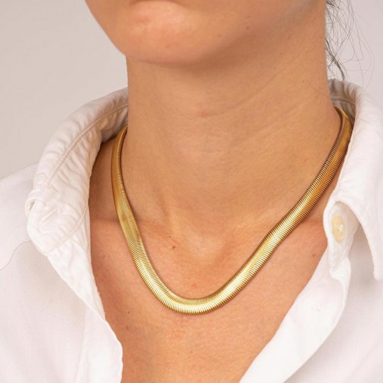 Excite Fashion Jewellery gold plated stainless steel snake chain necklace, N-YH881A-G-75.