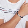 Tommy Hilfiger δερμάτινο πλεκτό βραχιόλι μπλε με logo και μαγνητικό κούμπωμα, 2790480.