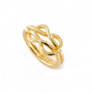 Ring in 18 K yellow gold, hammered, double knot, 1319.