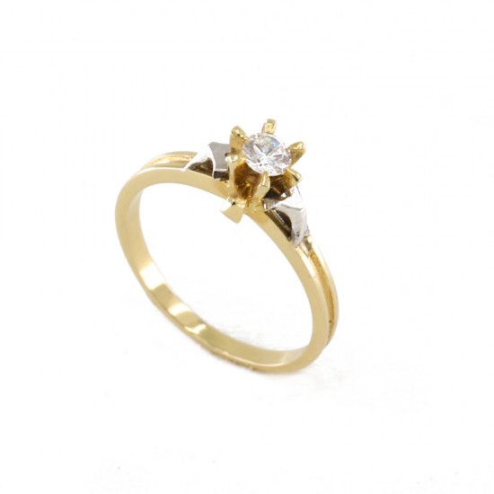 Δαχτυλίδι μονόπετρο 18 Κ κίτρινος χρυσός με zircon, 1330.