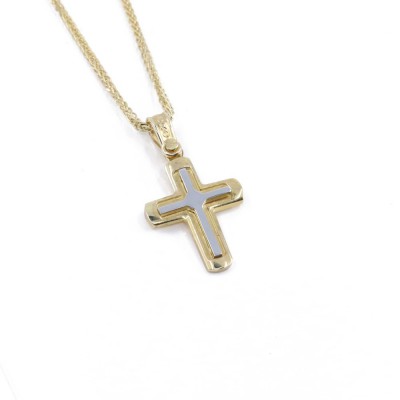 Cross in 14 K yellow and white gold. 1339.