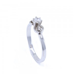 One stone ring in 14 K white gold, ribbon, 1420.