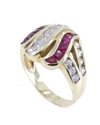 Δαχτυλίδι 14 Κ με λευκά και κόκκινα zircon, 1437.