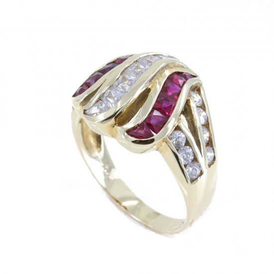 Δαχτυλίδι 14 Κ με λευκά και κόκκινα zircon, 1437.