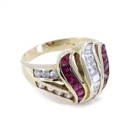 Δαχτυλίδι 14 Κ με λευκά και κόκκινα zircon, 1437.