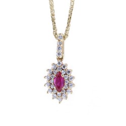 Pendant in 14 K gold with white and red zircons, 1461.