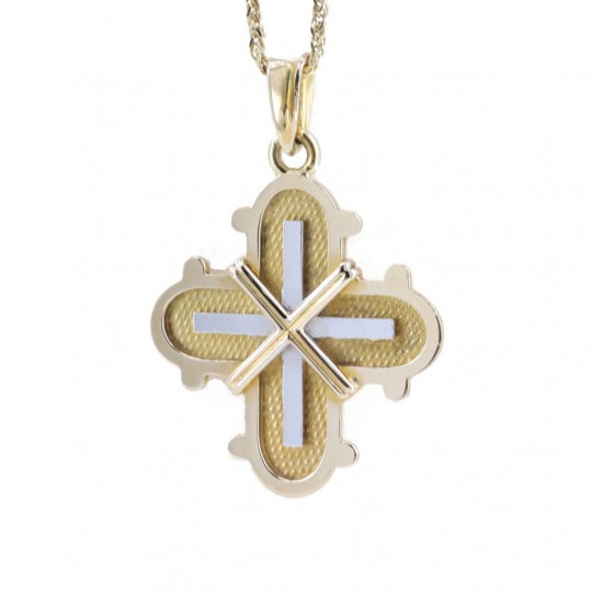 Cross in 14 K yellow and white gold with elaborate design, 1478.