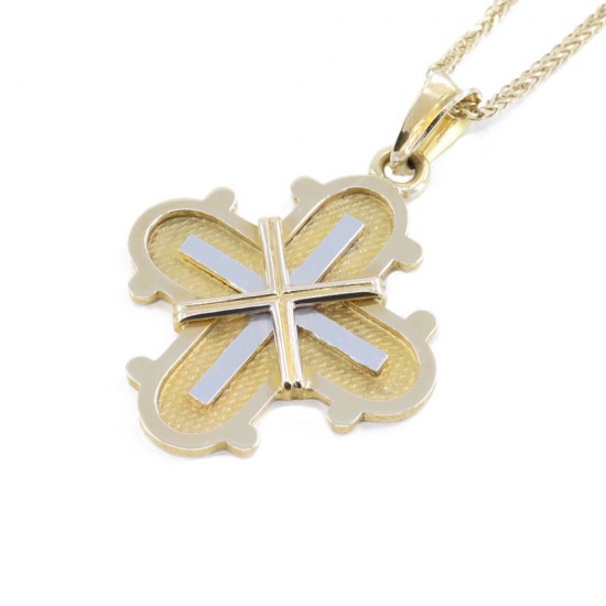 Cross in 14 K yellow and white gold with elaborate design, 1478.