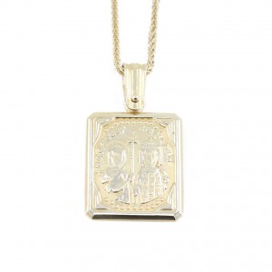 Constantine's coin pendant in 14 K yellow gold rectangle, 1552.