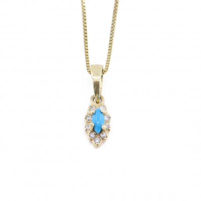 Μενταγιόν 14 Κ κίτρινο με τυρκουάζ και zircon, 1567.