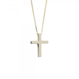 Cross in 14 K yellow gold with chain, 1568.