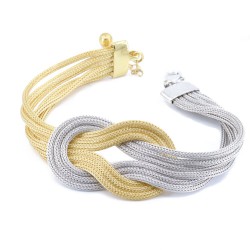 Bracelet in wide knot design, silver, two color, 1572.