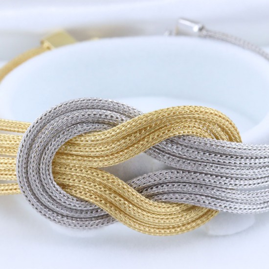 Bracelet in wide knot design, silver, two color, 1572.