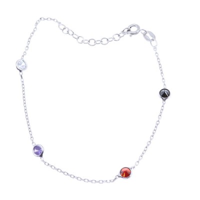 Silver bracelet with coloured stones, 1691.