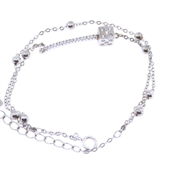 Silver bracelet with dice pattern and zircons, 1692.