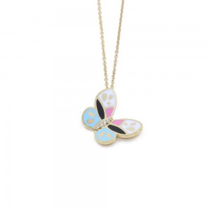 Butterfly necklace in 14 K big with enamel, 1792.
