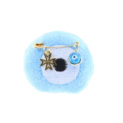 Silver goldplated safety pin with blue eye, 1827.