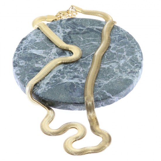 Excite Fashion Jewellery gold plated stainless steel snake chain necklace, N-YH881A-G-75.
