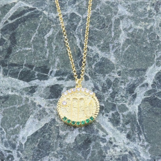 Zodiac necklace excite, Scorpio, silver goldplated with zircons,1837.