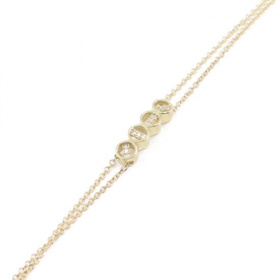 Βραχιόλι 14 Κ κύκλοι με zircon, 1875.