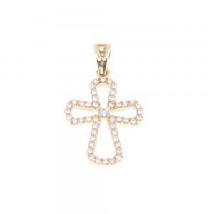 Σταυρός 14 Κ κίτρινος με zircon, 1890.