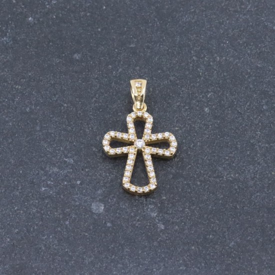 Σταυρός 14 Κ κίτρινος με zircon, 1890.