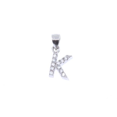 Monogram pendant Κ silver with zircons, 1930.