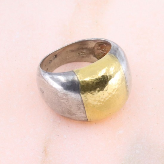 Ασημένιο δαχτυλίδι με φύλλο χρυσού 22 Κ.