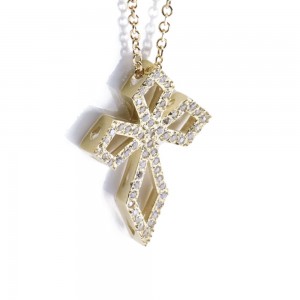 Cross in 14 K yellow gold pointy, with chain, 1963.