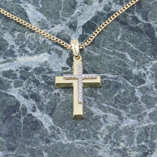Σταυρός 14 Κ κίτρινος ματ με zircon, 1964.