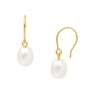 Fresh water pearl earrings 8.0×10.0mm 14 K, 2307.