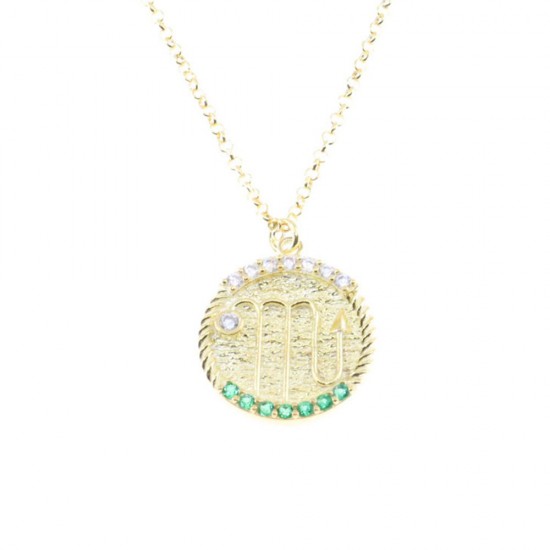 Zodiac necklace excite, Scorpio, silver goldplated with zircons,1837.