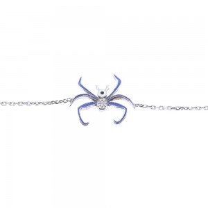Silver spider bracelet with enamel and stones, 1971.