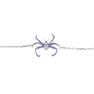 Silver spider bracelet with enamel and stones, 1971.