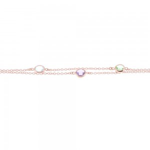 Silver bracelet with double chain and stones,