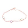 Silver bracelet with double chain and stones,