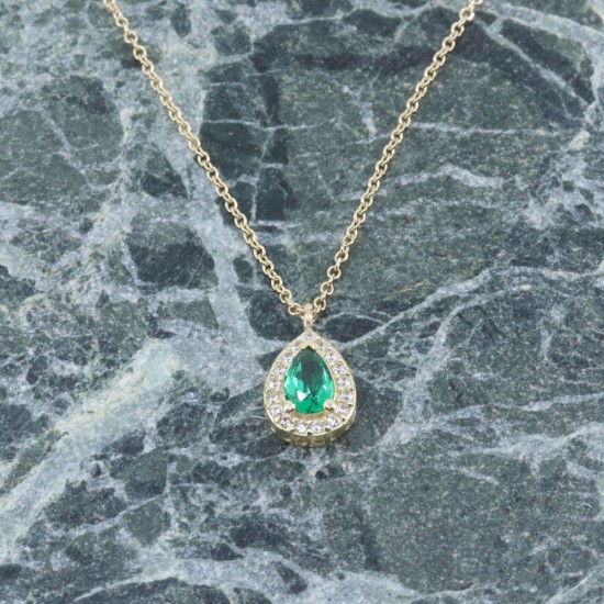 Κολιέ ροζέτα δάκρυ σε 14 Κ κίτρινο χρυσό και zircon, 1980.