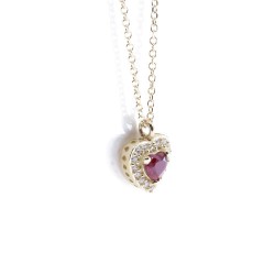 Rosette heart necklace in 14K yellow gold and zircon, 1981.
