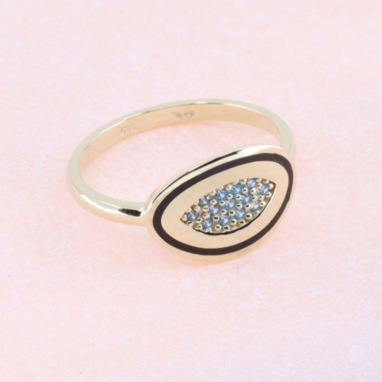 Δαχτυλίδι μάτι 14 Κ με zircon, 1983.