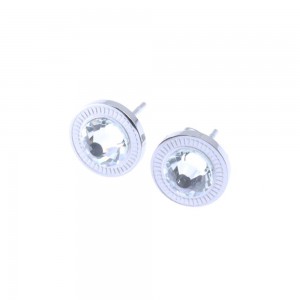 Steel platinum plated earrings excite fashion with embossed design, 2003.