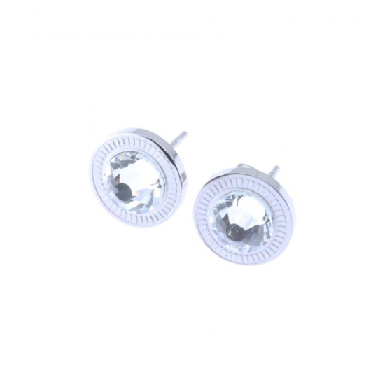 Steel platinum plated earrings excite fashion with embossed design, 2003.