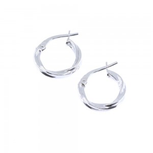 Hoops in silver twisted, small, 2018.