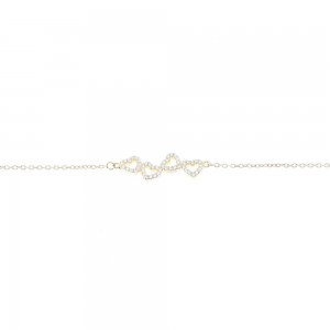 Bracelet with hearts in gold plated silver and zircons, 2046.