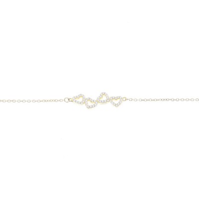 Bracelet with hearts in gold plated silver and zircons, 2046.