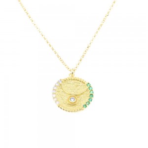 Zodiac necklace excite, Taurus, silver goldplated with zircons, 2061.