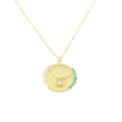 Κολιέ ζώδιο excite, Ταύρος, ασημένιο επίχρυσο με zircon, 2061.