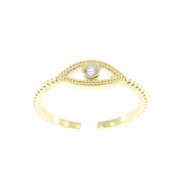 Δαχτυλίδι μάτι ασημένιο επίχρυσο με λευκό zircon, 2077.
